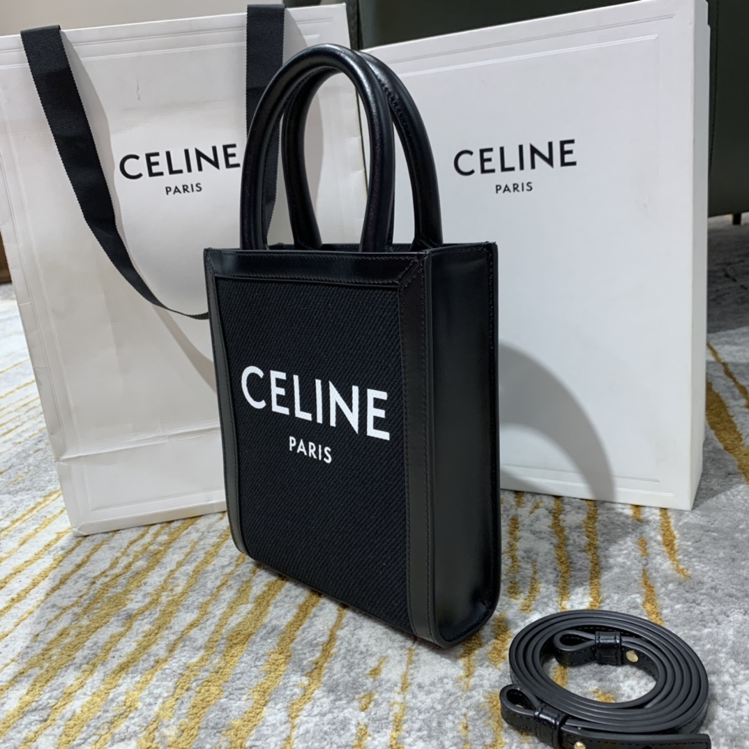 Celine思琳 Mini Cabas Tote Bag 194372麻布款黑色
