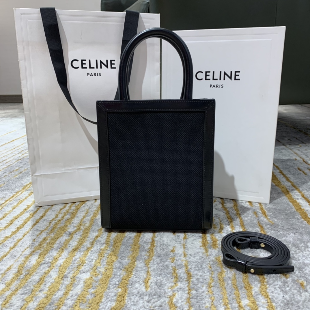Celine思琳 Mini Cabas Tote Bag 194372麻布款黑色
