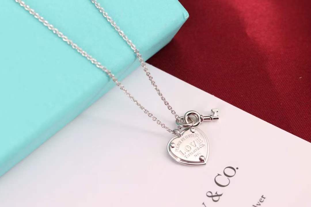 Tiffany & Co. Tiffany&Co. 心锁 纯银 锁骨项链