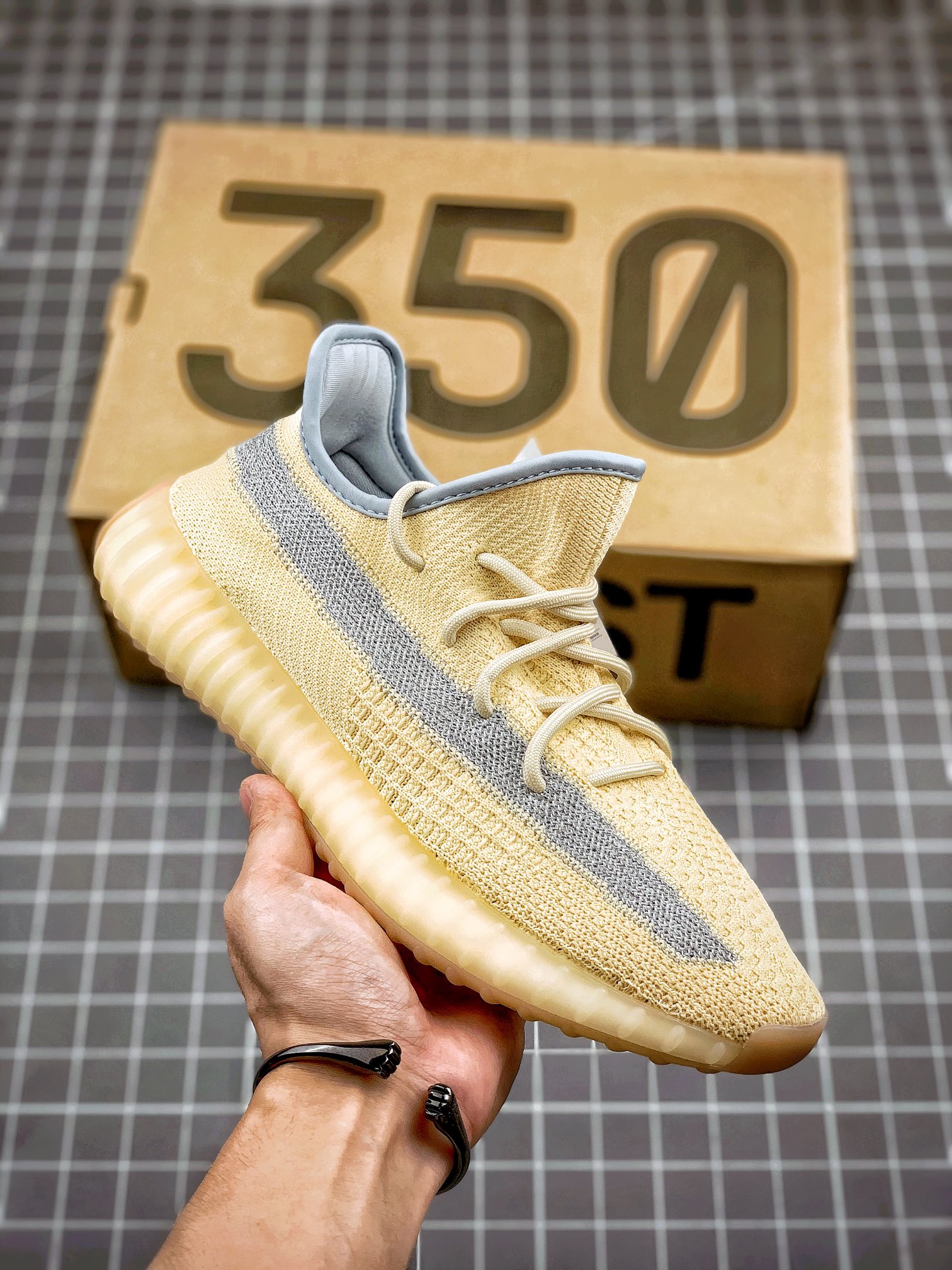 350 Boost V2 "Linen" Crema de trapo Pedido designado por cliente extranjero Tejido original de Dongguan puro …