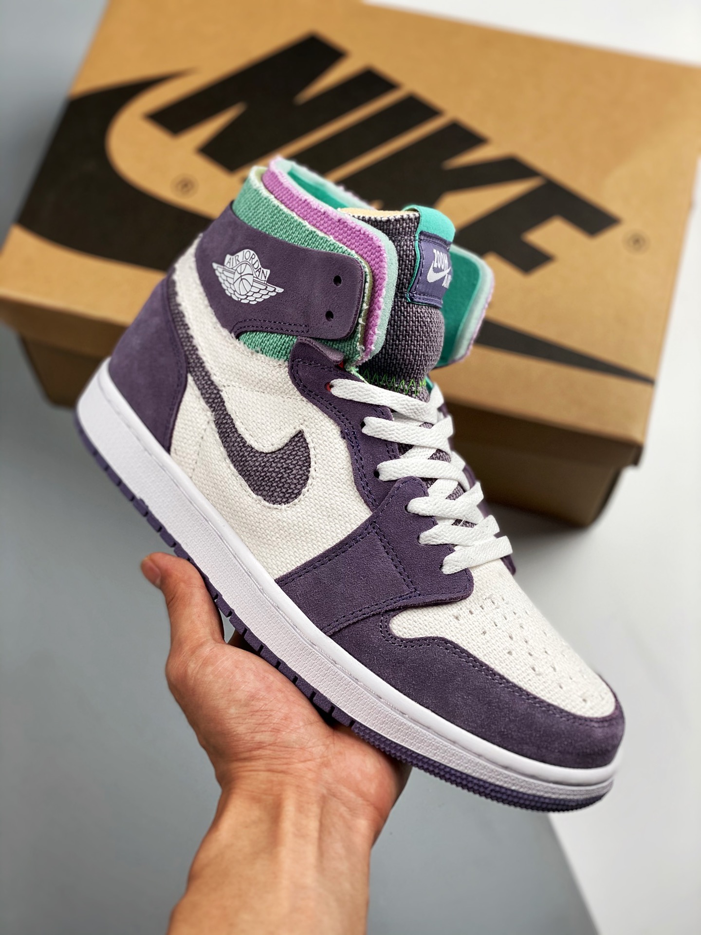 Nivel original puro de fábrica grande, primer lanzamiento real 💥 Air Jordan 1 Zoom "Tropical Twist" blanco púrpura ver…