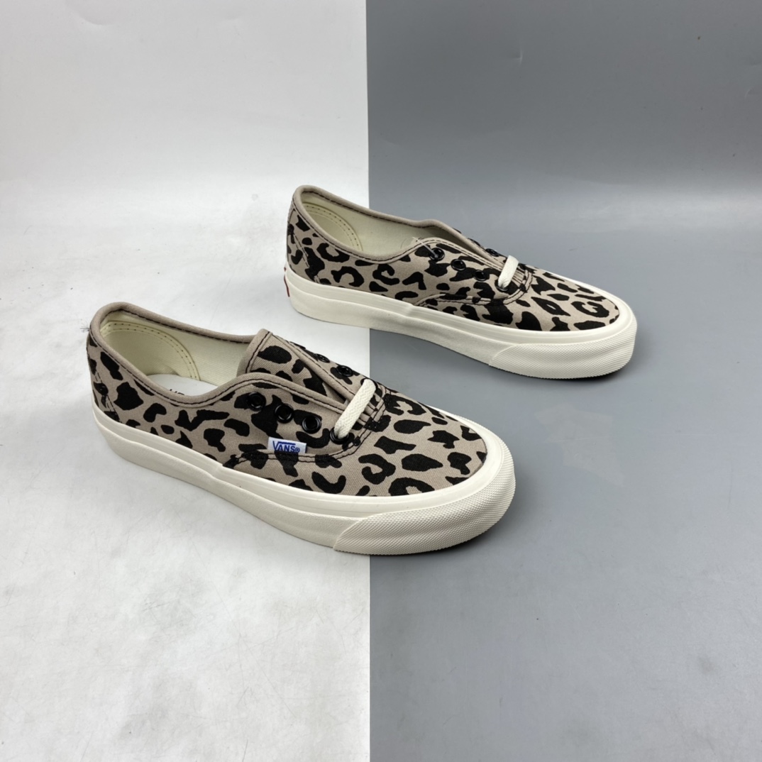 P130 Vans Vault OG Authentic LX 灰色豹纹 高端支线硫化帆布低帮休闲板鞋 VN0A38YYB89