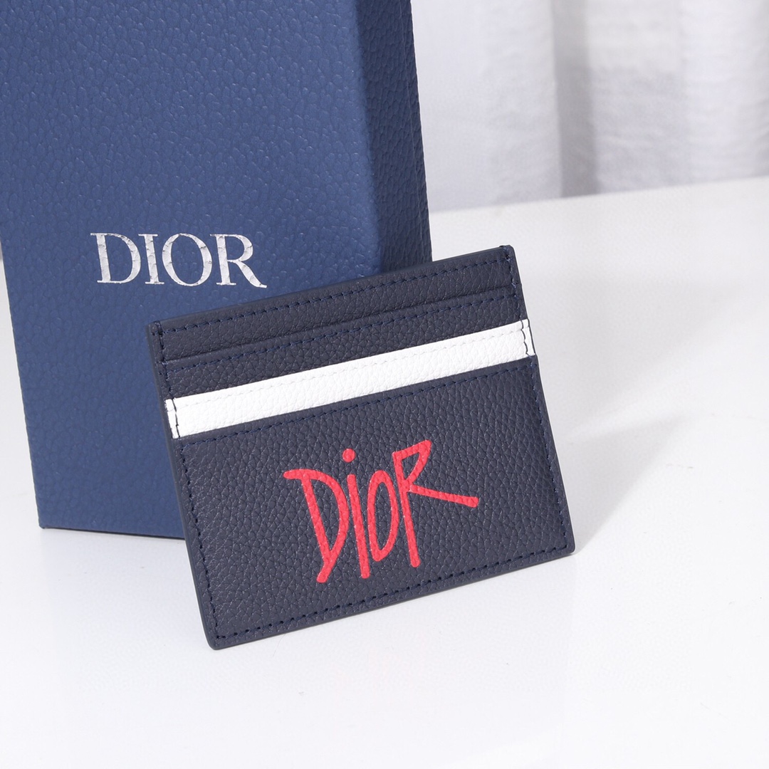 Dior Wallet Card pack Blue Navy Cowhide