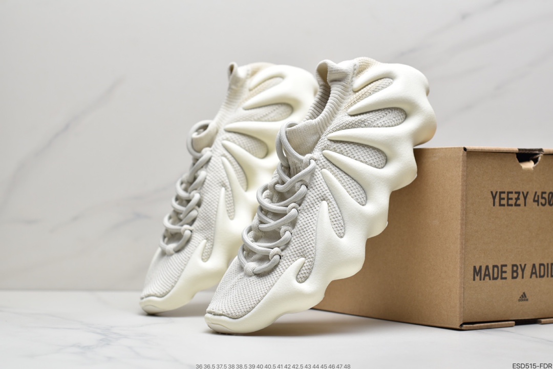 420  AD 阿迪Yeezy 450 ” Cloud White ” 侃爷椰子 贾斯丁比伯同款 编织袜套鞋 H68038