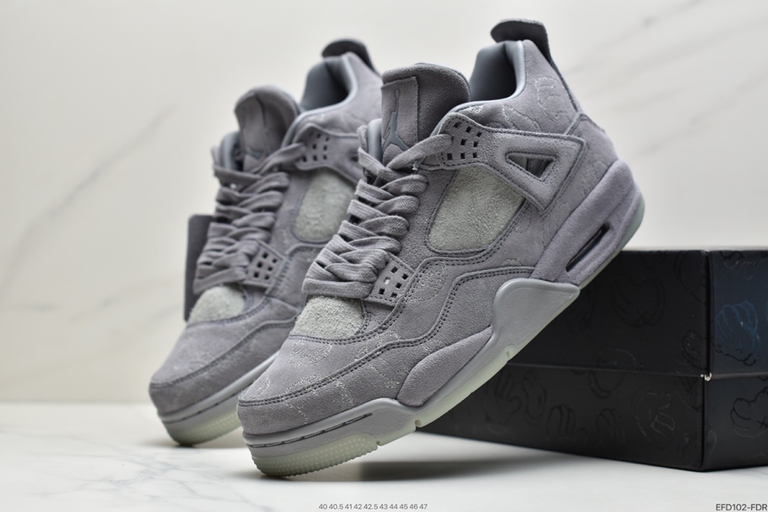 400  Air Jordan 4 X Kaws 灰麂皮翻水经典 930155-001