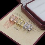 Cartier Jewelry Earring Gold Platinum Rose White Yellow Set With Diamonds