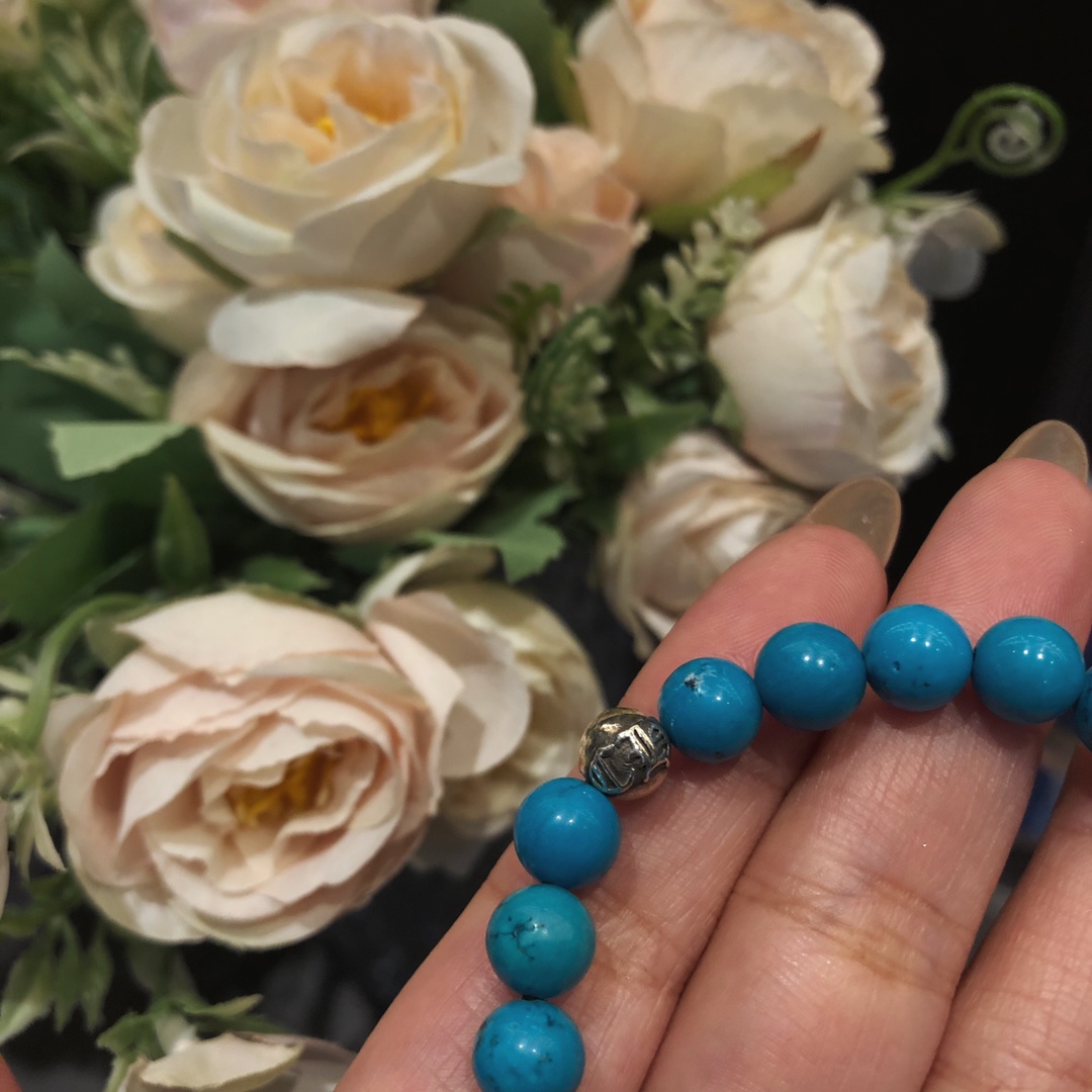 Chrome Hearts 𝐂𝐡𝐫𝐨𝐦𝐞 𝐡𝐞𝐚𝐫𝐭𝐬 克罗心 松石十字架银珠手链