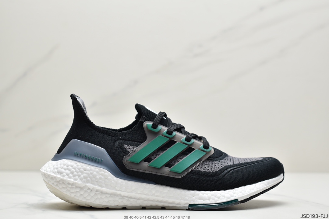 200 2021SS全新阿迪达斯Adidas Ultra Boost 2021”Grey/Orange/Black”UB2021版袜套式针织鞋面休闲运动慢跑鞋FZ1923