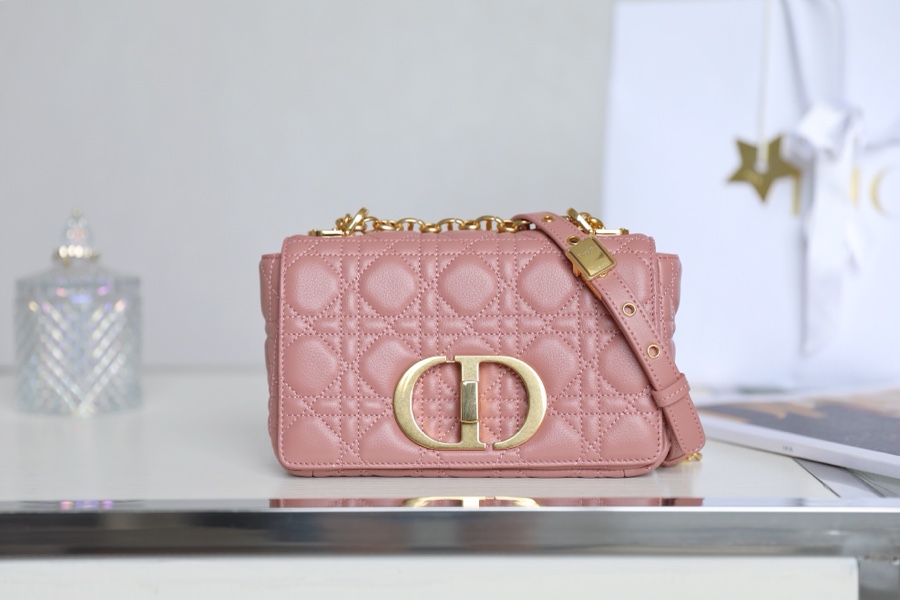 Dior Caro Bags Handbags Outlet Sale Store
 Gold Pink Embroidery Vintage Cowhide