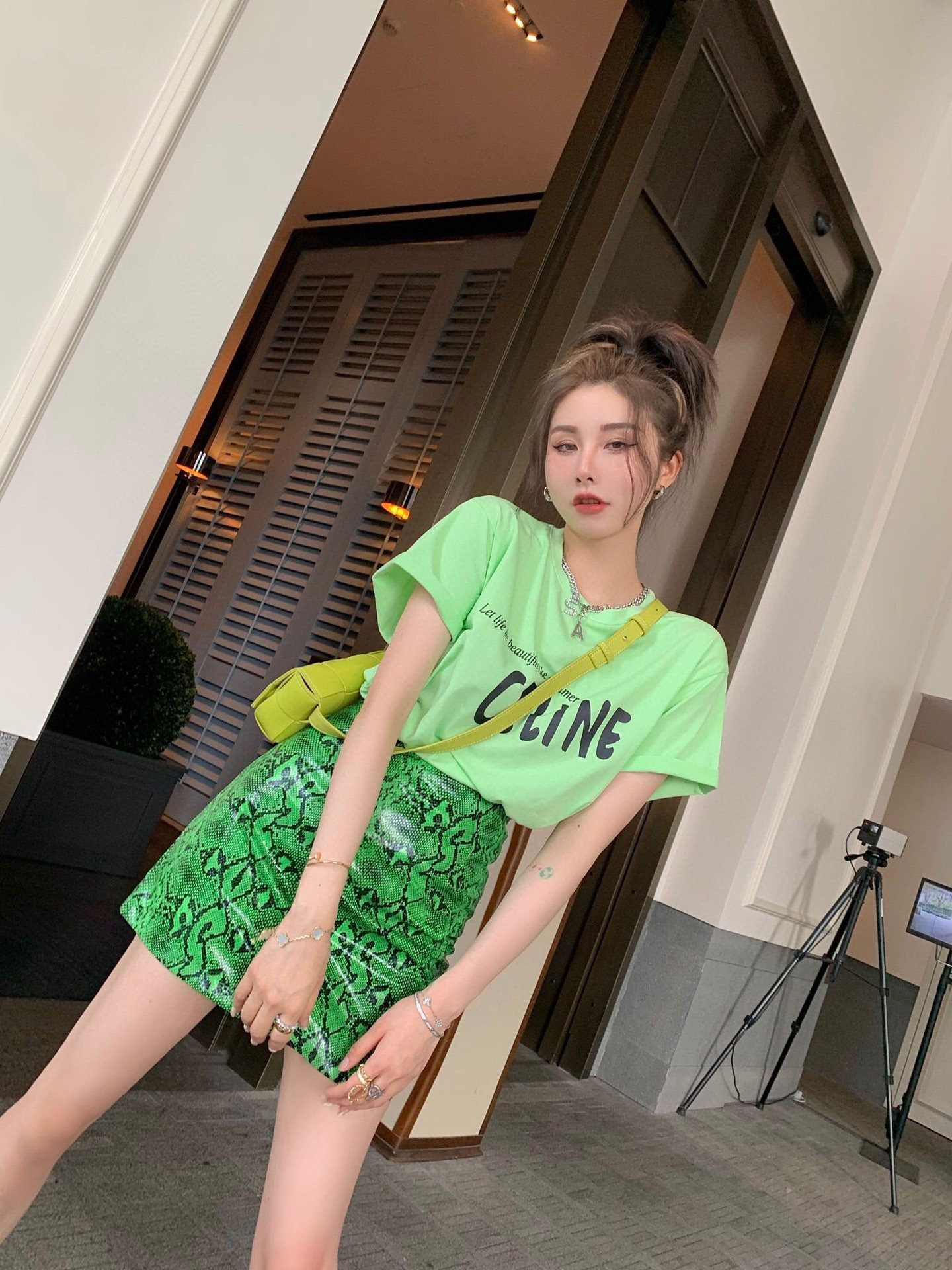 ️celine印花字母T鳄鱼包裙套装