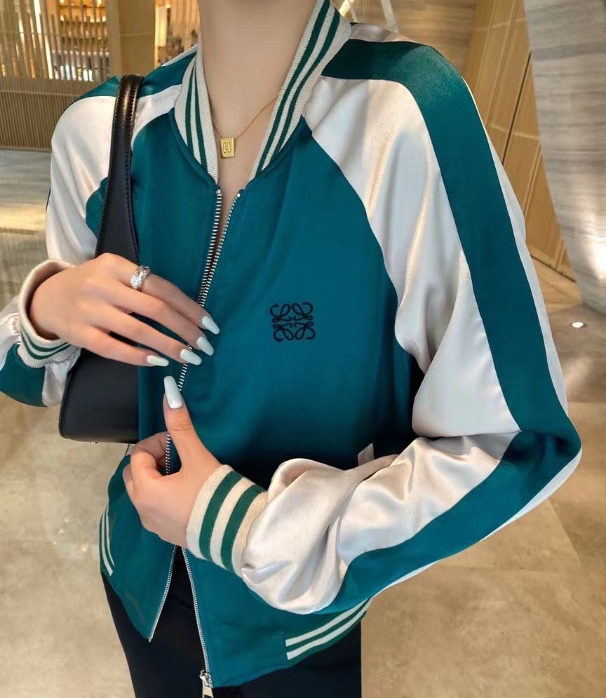 LOEWE撞色防晒棒球服香槟色绿色S