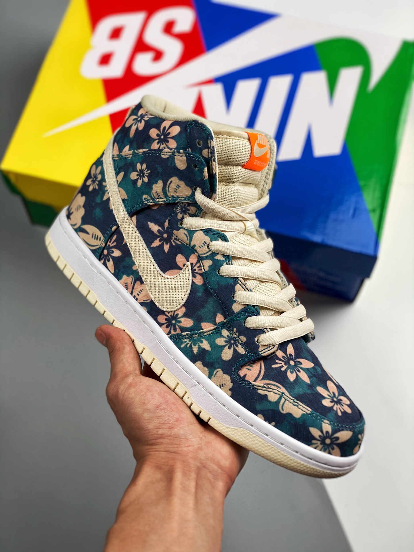 Nike SB Dunk High Pro "Hawaii" beige floral, raspa y gana, producción pura original de fábrica grande #etiqueta tejida …