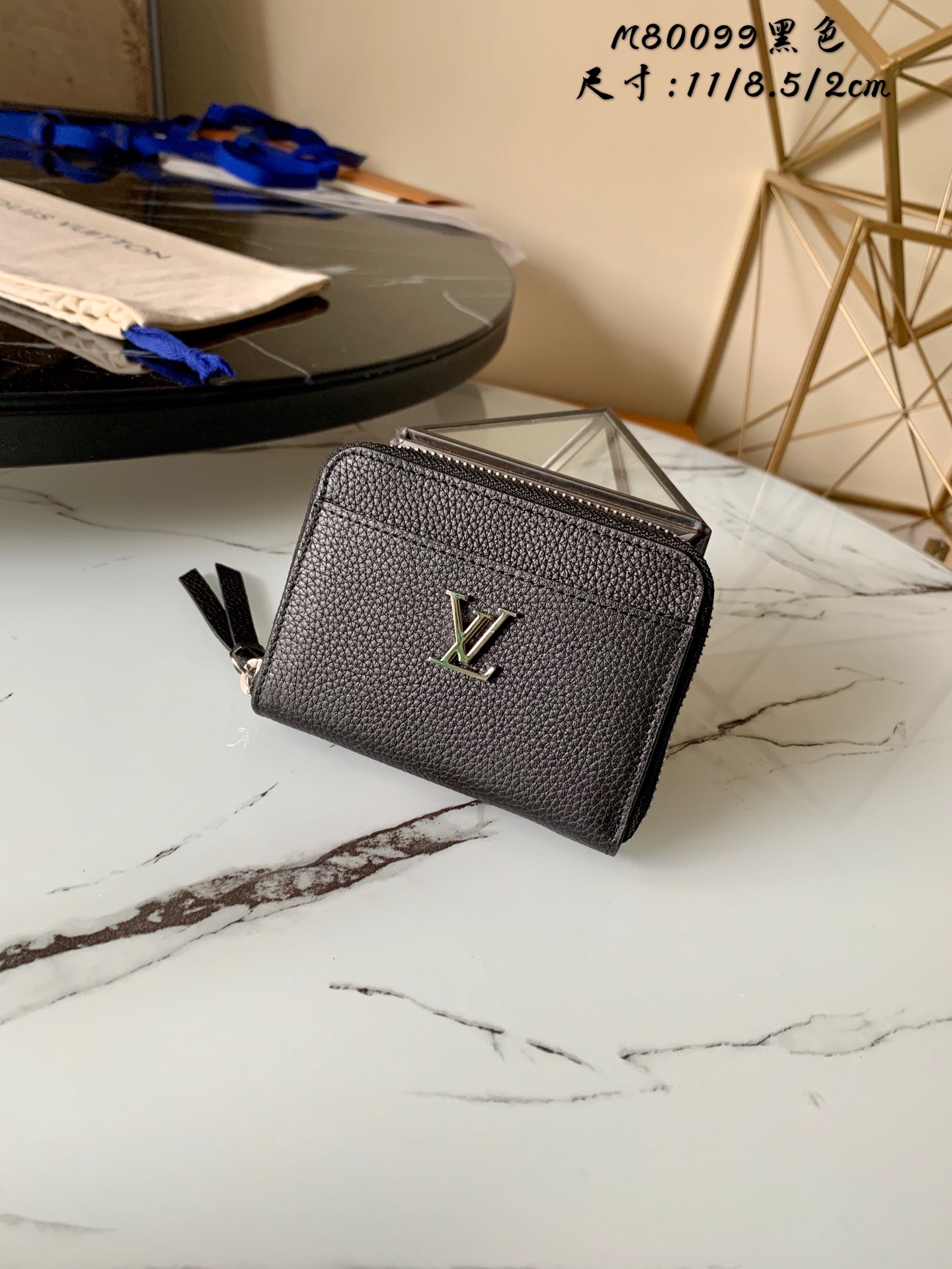 Louis Vuitton Wallet Black Women Calfskin Cowhide M80099