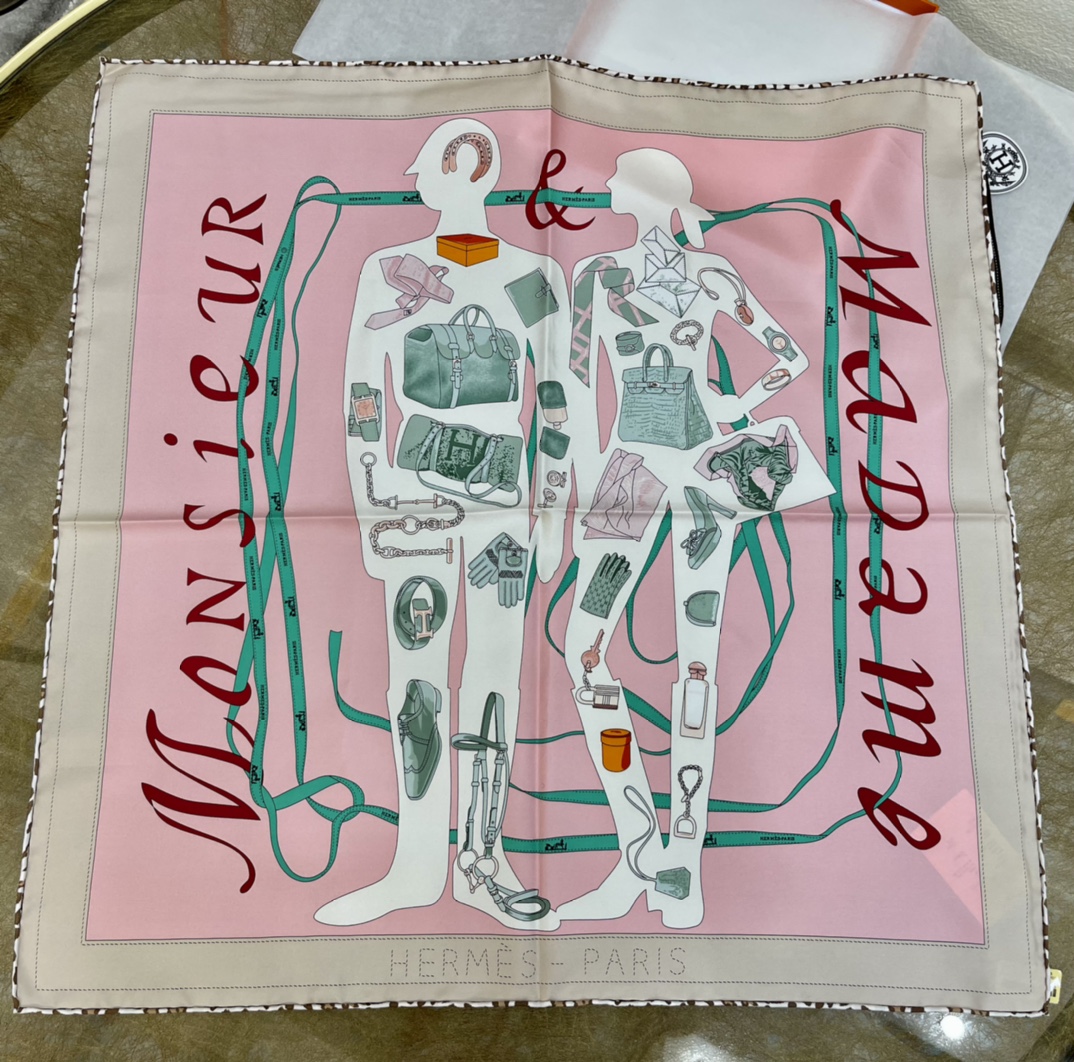 Hermes爱马仕『漫步巴黎』100%真丝方巾