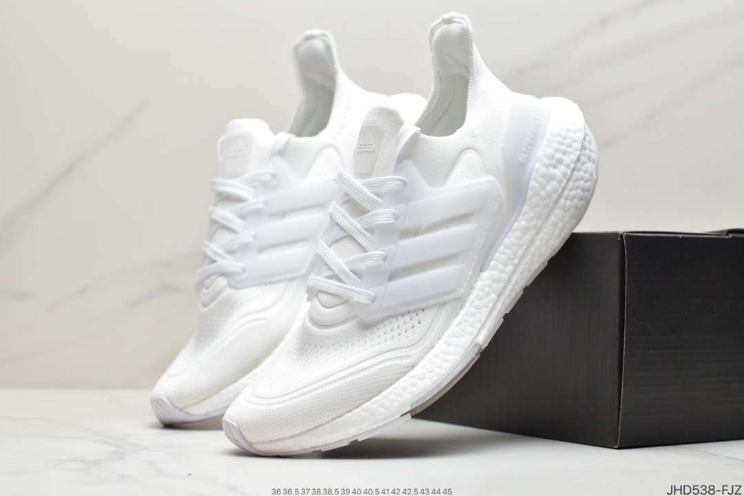 190 2021SS全新阿迪达斯Adidas Ultra Boost 2021”Grey/Orange/Black”UB2021版袜套式针织鞋面休闲运动慢跑鞋“浅灰橙黑”FY0381