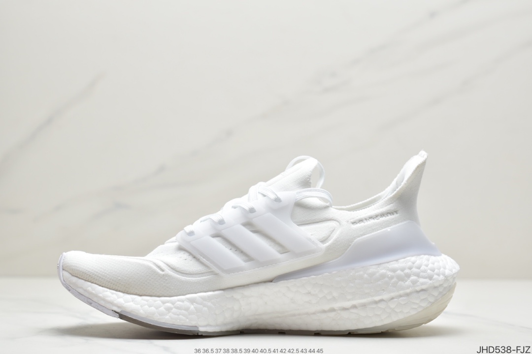190 2021SS全新阿迪达斯Adidas Ultra Boost 2021”Grey/Orange/Black”UB2021版袜套式针织鞋面休闲运动慢跑鞋“浅灰橙黑”FY0381
