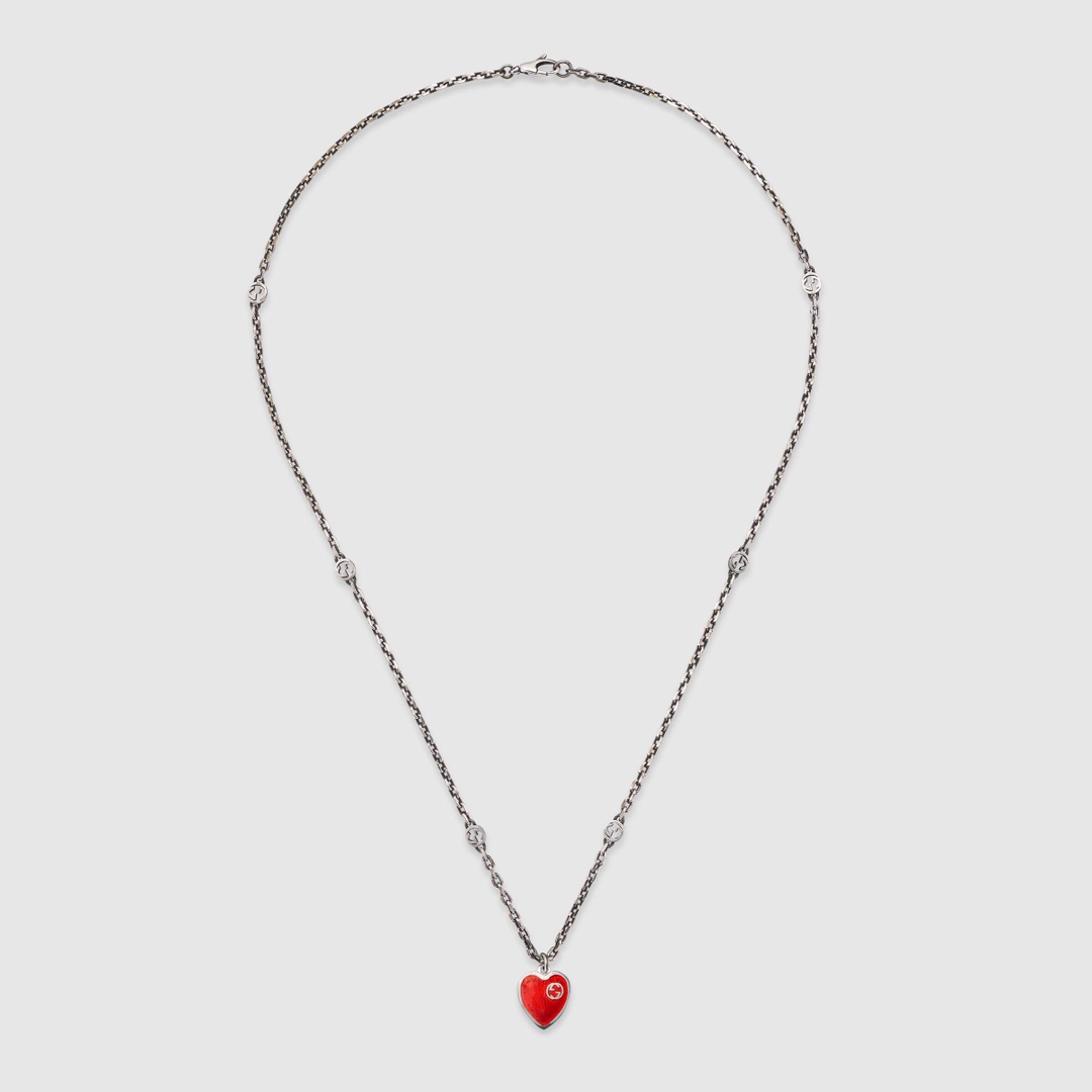 NO:104714,Home interlocking double enamel love necklace Valentine's Day enamel love necklace Early spring Valentine's Day Limited Edition Wearing effect is not to worry at all. Any style is OK. Very versatile. Old double G chain. Super feel. It can be salty or sweet. Chain: 50cm, jewelry quality, necklace19860909家互扣式双珐琅爱心项链 情人节珐琅爱心项链早春情人节限量款 佩戴效果完全不用担心 任何风格都可以 非常百搭 做旧双G链条 超有感觉 可盐可甜 链子:50cm,饰品精品,necklace,Jewelry