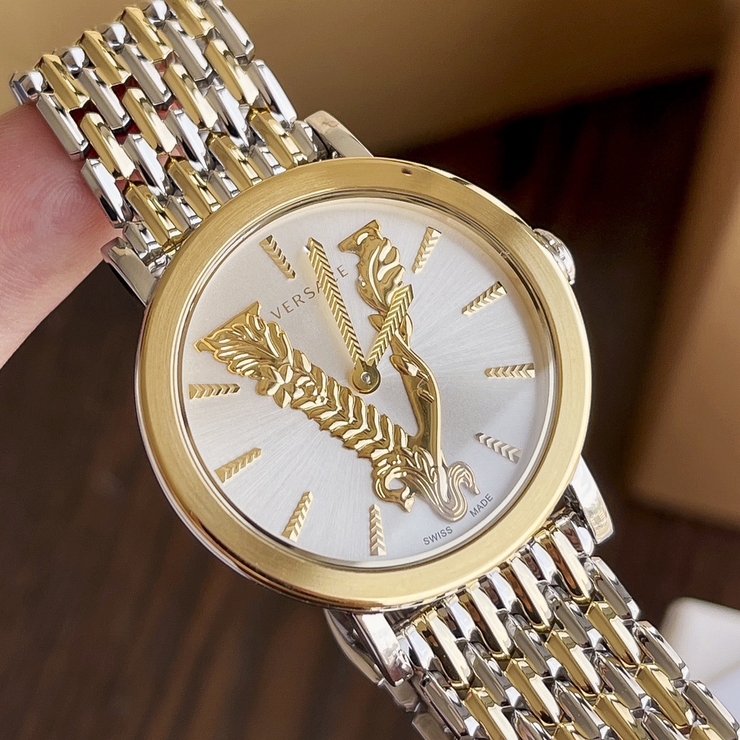 NO:157843,Batch: Original box: 50 Versace versace model VEHC00719 watch diameter 36mm dial three-dimensional V-shaped logo sapphire glass mirror, 50 meters daily waterproof, double press butterfly snap, full packaging., versace, versace19860909批: 原盒:50 范思哲versace型号VEHC00719 表径36mm 表盘立体式V字logo蓝宝石玻璃镜面,50米生活防水,双按蝴蝶按扣,全套包装.,,versace,versace,Watch