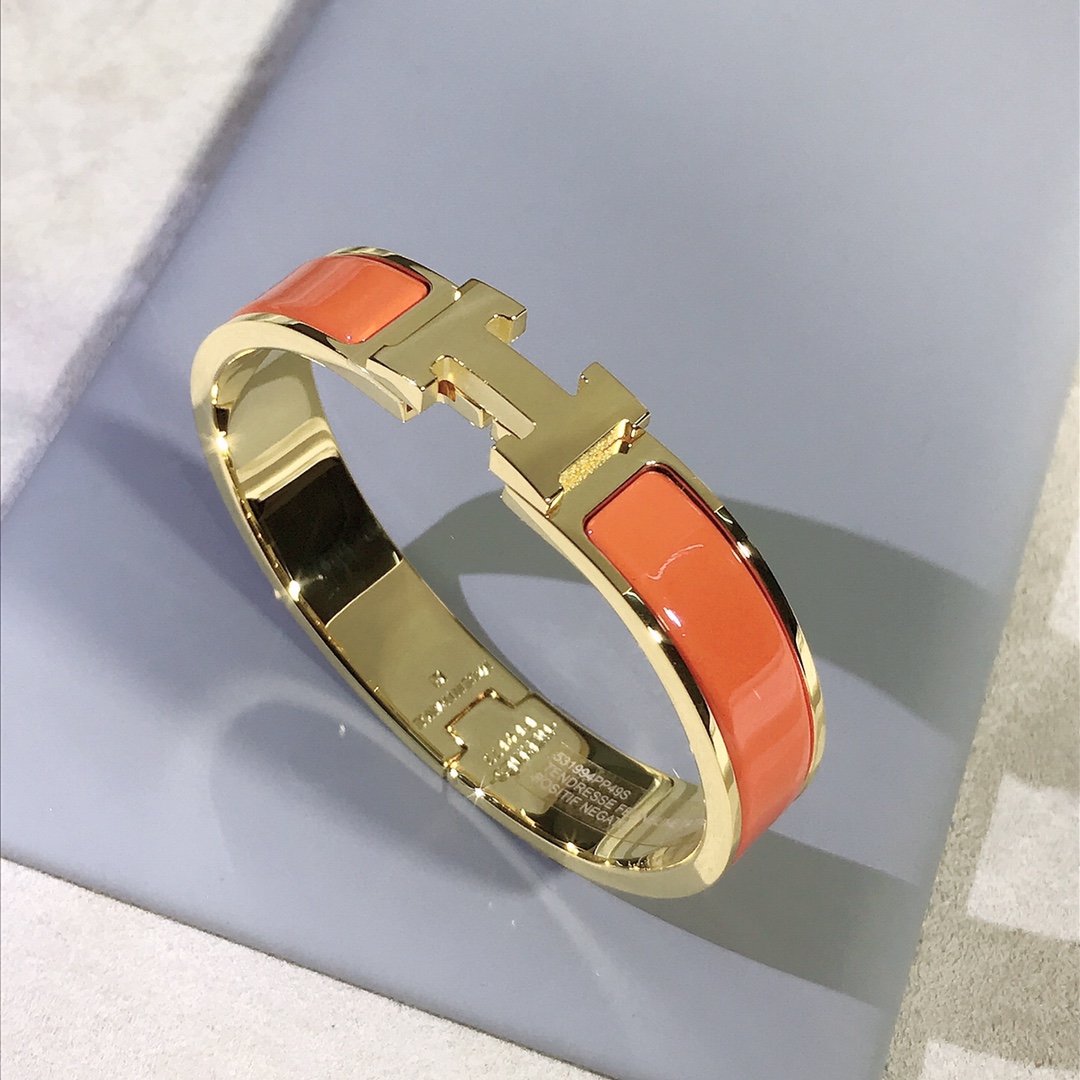 Hermes Jewelry Bracelet Orange Yellow Polishing