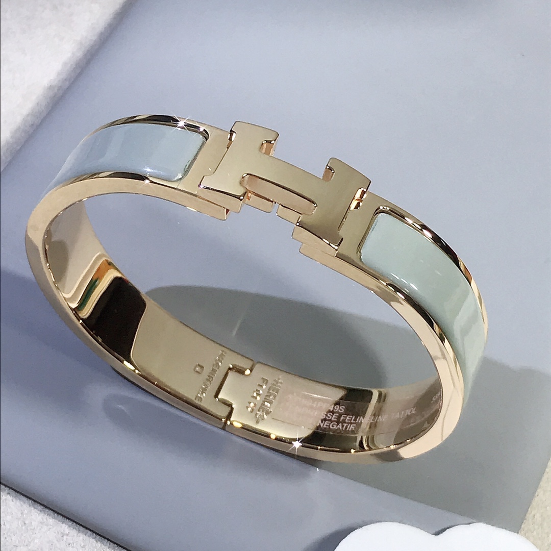 Hermes Jewelry Bracelet Blue Grey Rose Gold Polishing