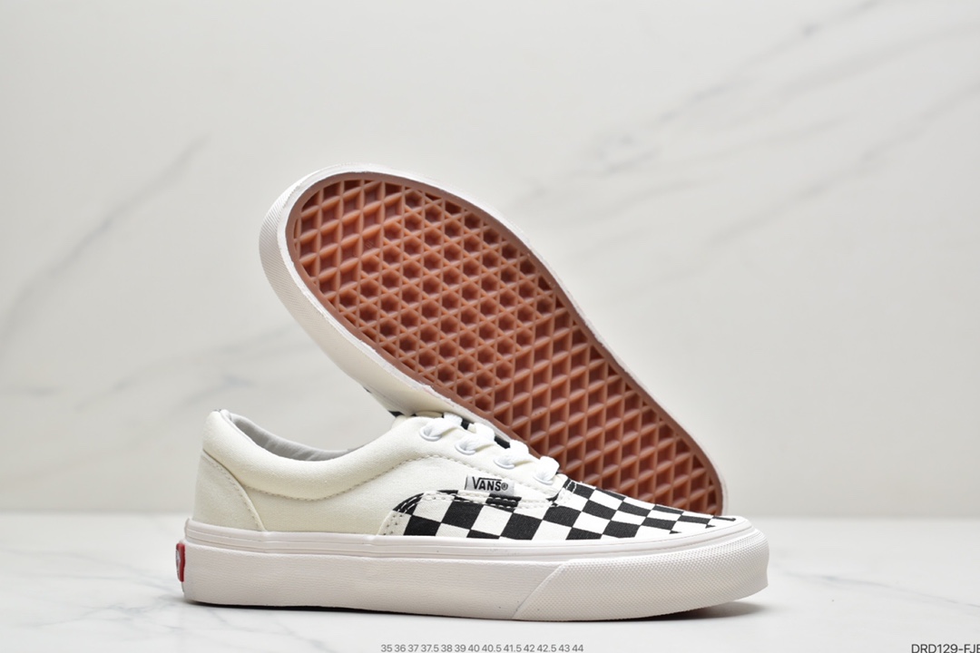 110 Vans Era Crft 棋盘格白红白黑权志龙解构男女板鞋