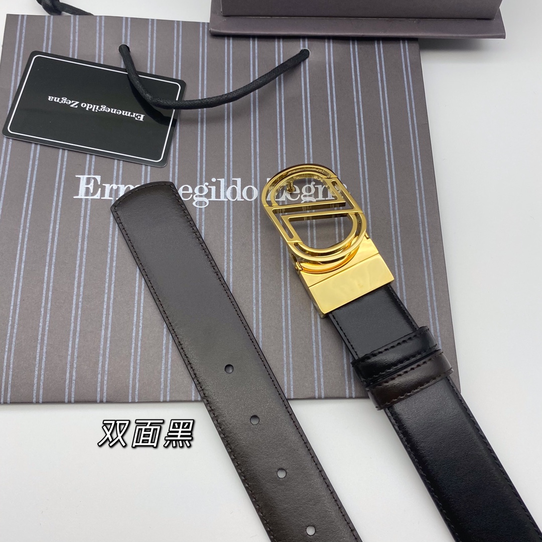 Ermenegildo Zegna 代购级 杰尼亚（NFC）3 5cm高级定制款男士皮带 自行选择搭配 双面头层牛皮