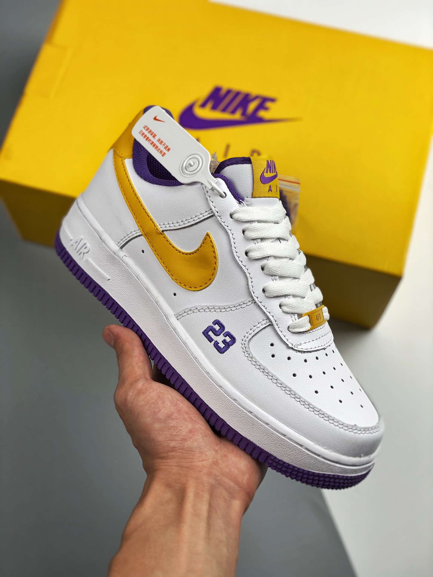 WMNS Air Force 1 '07 Lakers, nivel original, horma original, cartón original, estilo auténtico de Air Force, #enfocado …