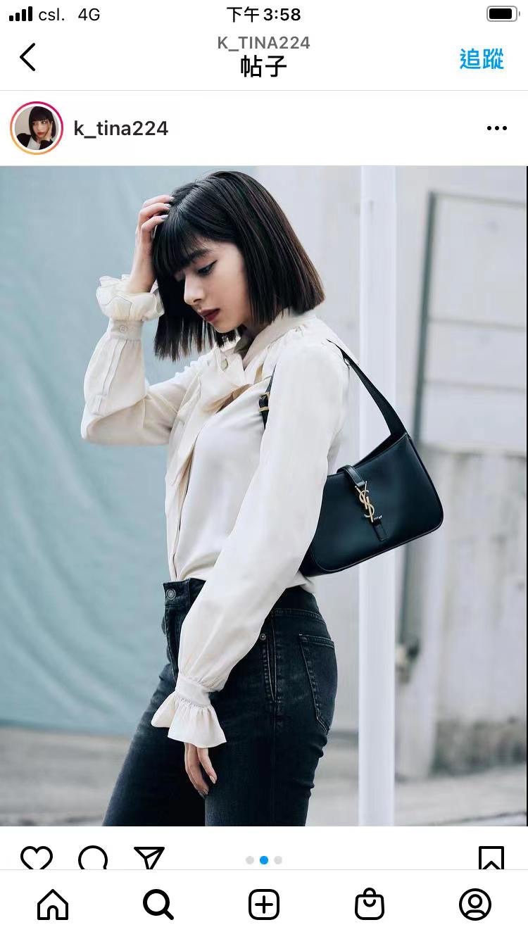 Saint laurent Ysl LE 5 À 7 平纹腋下包 657228黑色