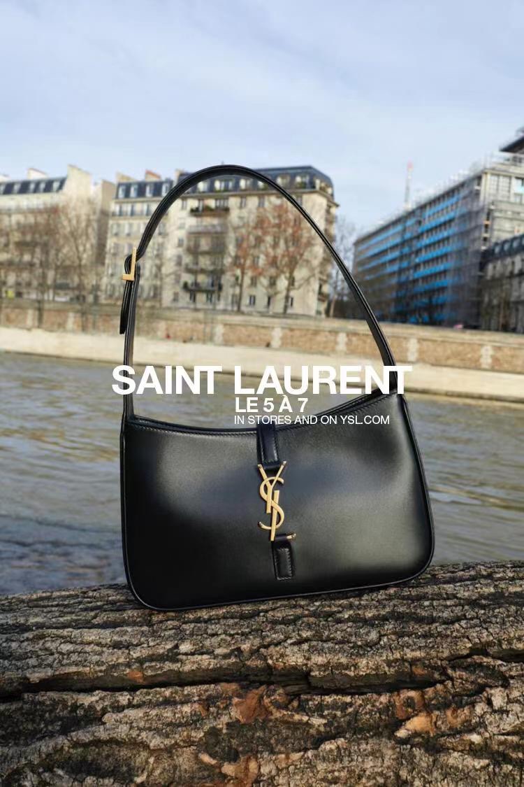 Saint laurent Ysl LE 5 À 7 平纹腋下包 657228黑色