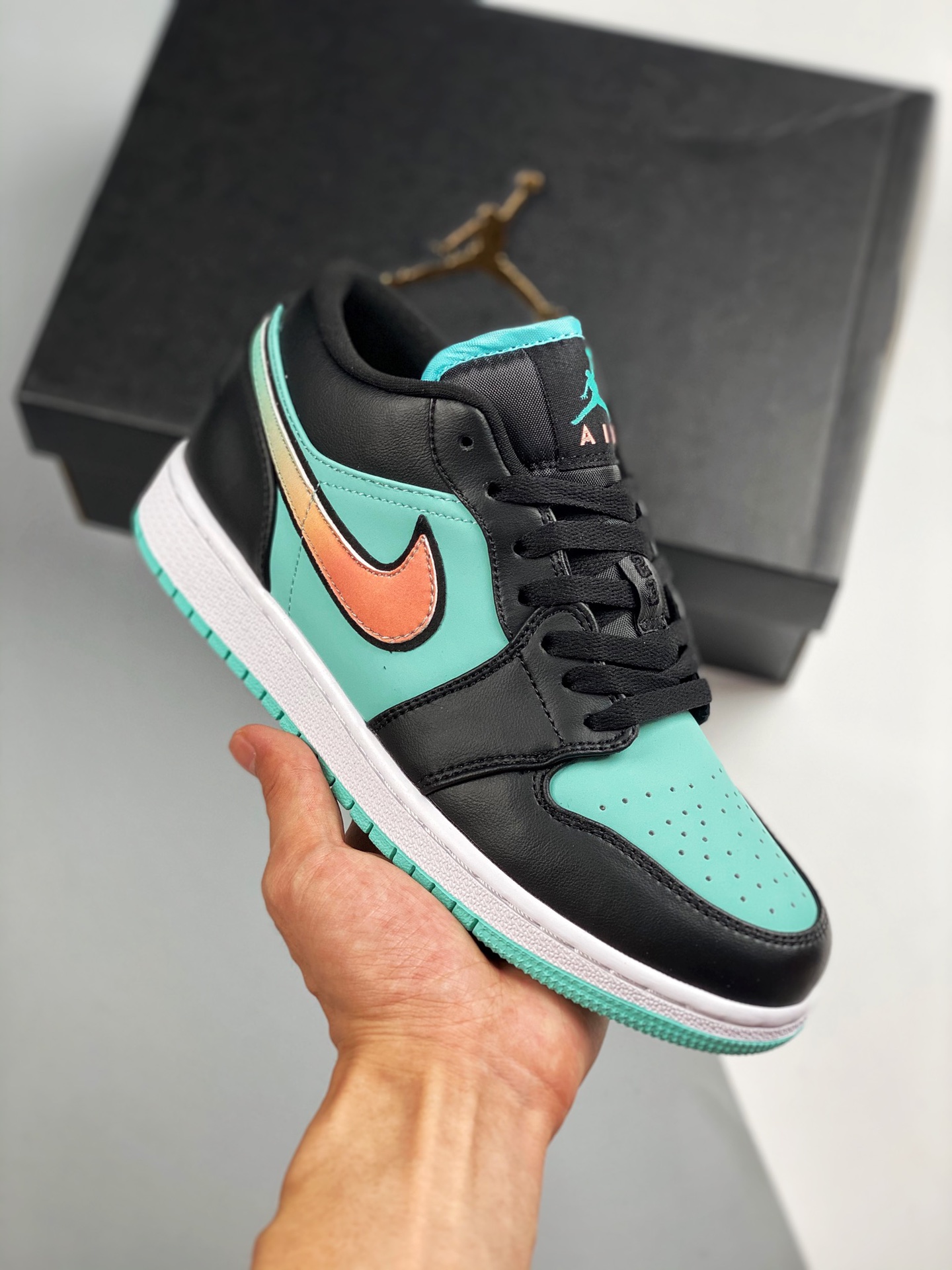 Air Jordan 1 Low Negro Tiffany Color Oficial Sincronizado Producto de Nivel Original Zapatos Originales de la Compañía …