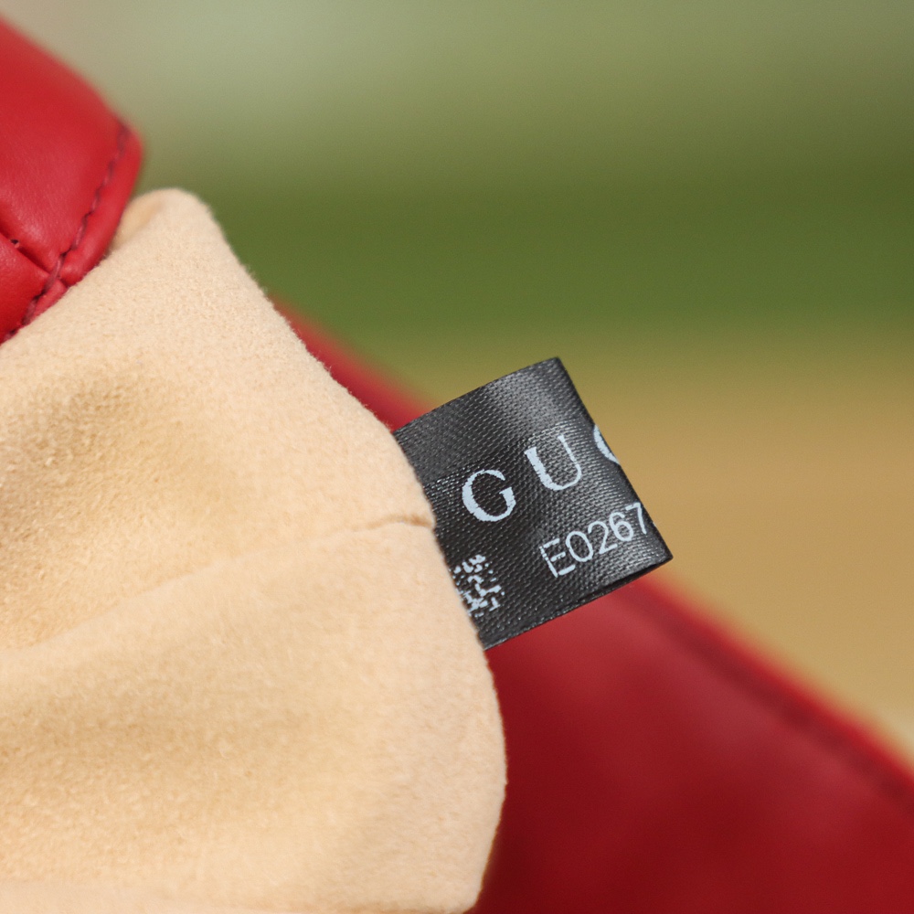 Gucci Marmont波浪纹绗缝链条包 446744红色