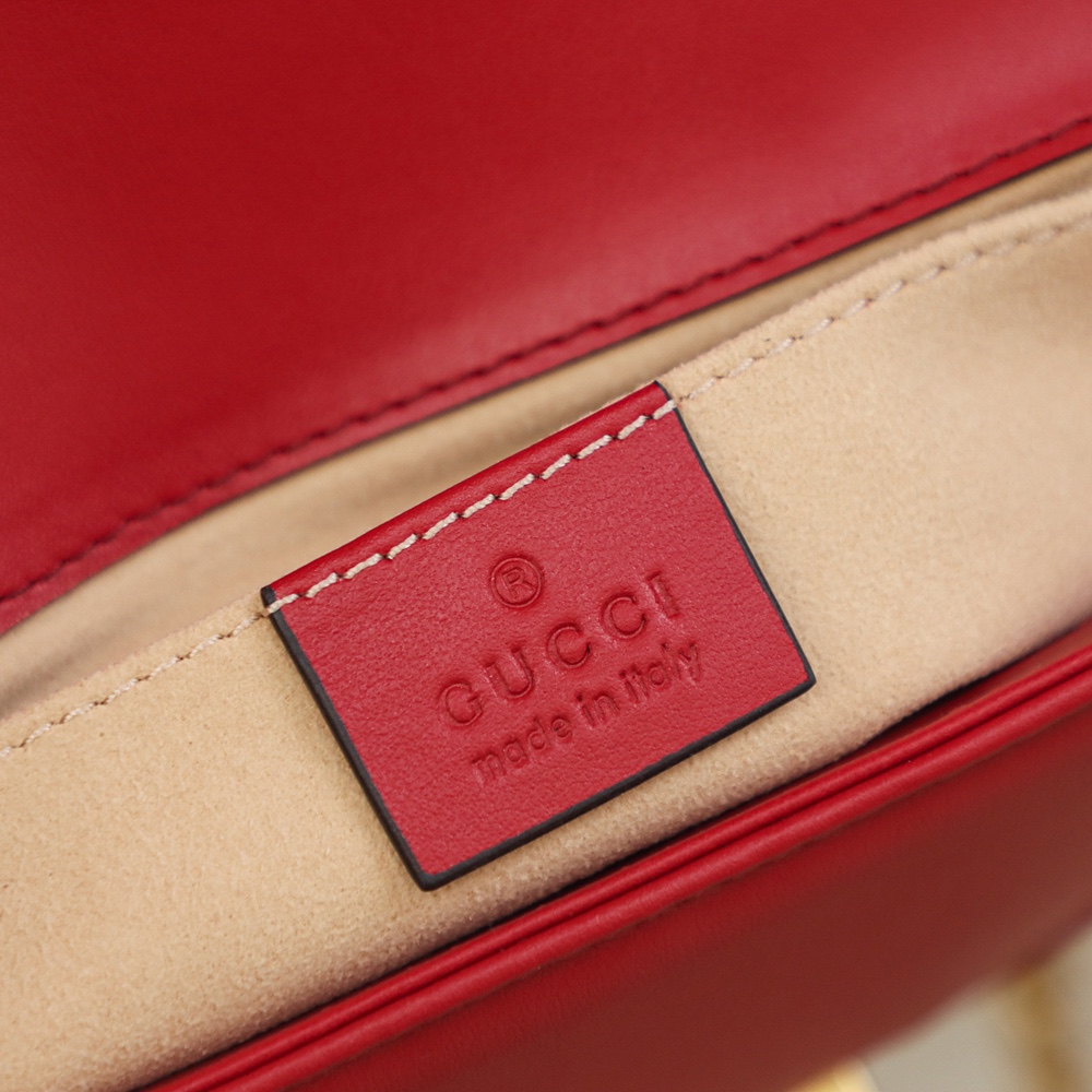 Gucci Marmont波浪纹绗缝链条包 446744红色