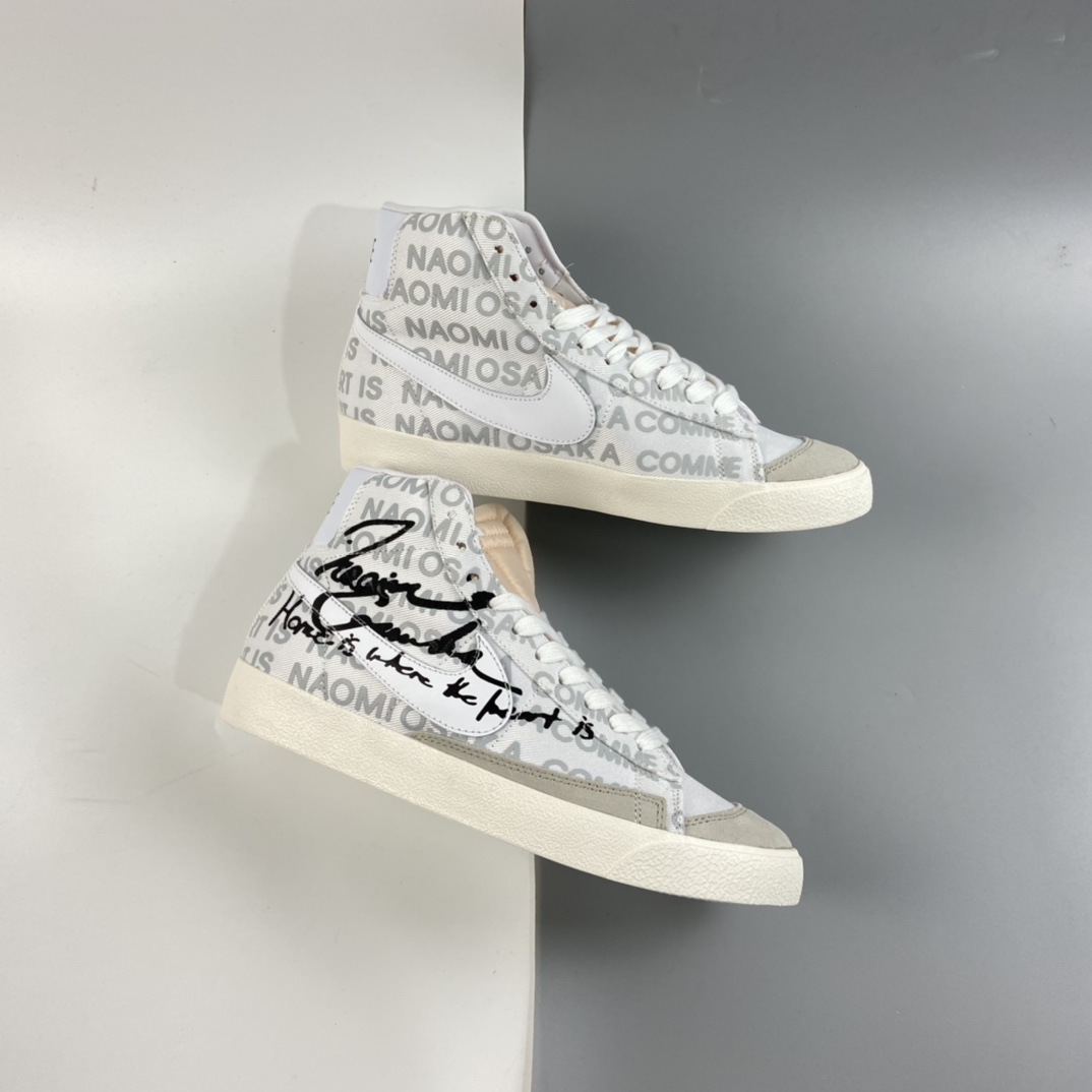 P180 Comme Des Garcons x Naomi Osaka x Nike Blazer Mid 三方联名白黑 DA5383-100