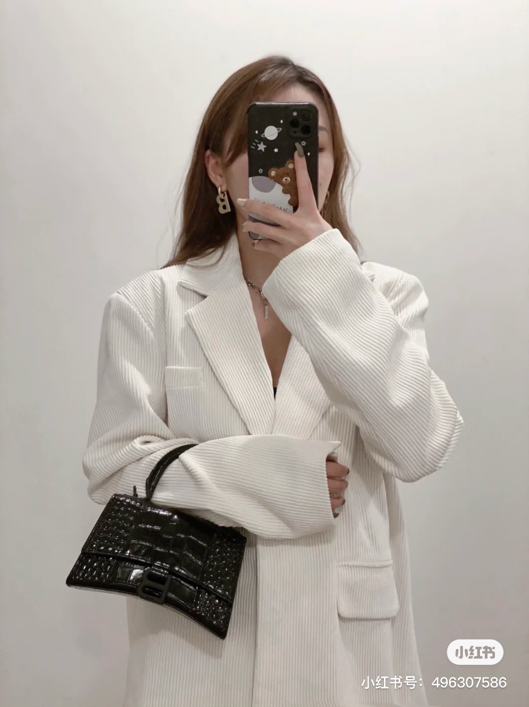 Balenciaga Hourglass XS 19CM BAG 鳄鱼纹沙漏包 592833黑色/黑扣