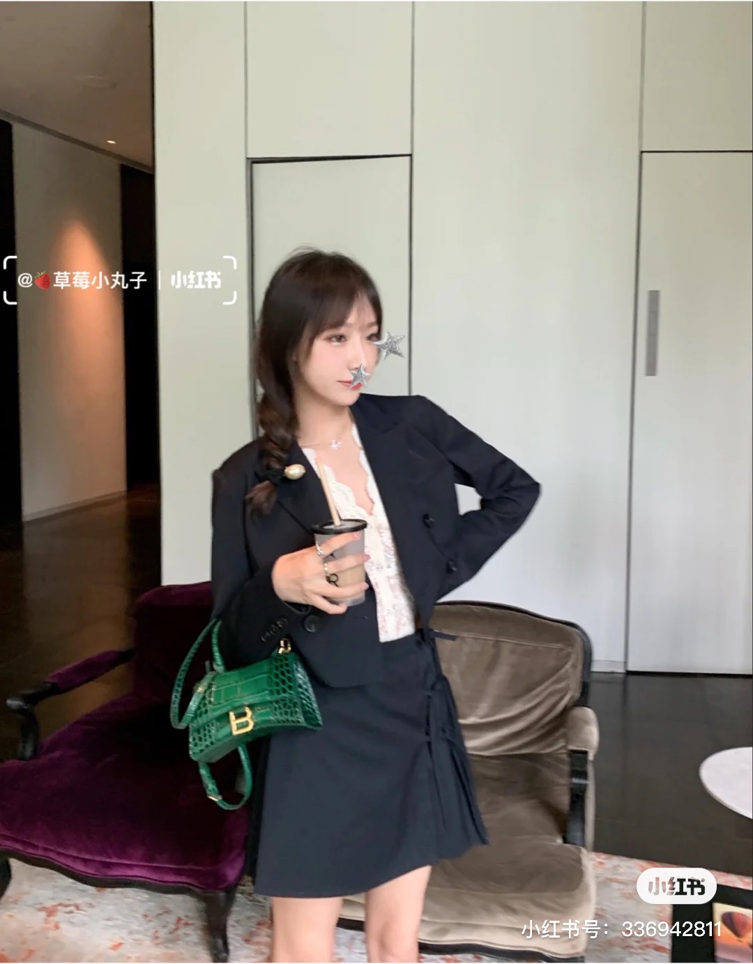 Balenciaga Hourglass XS 19CM BAG 鳄鱼纹沙漏包 592833墨绿/金扣