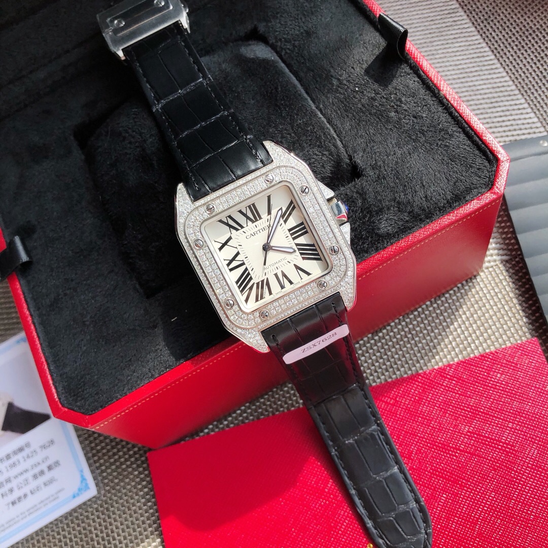 ¡Bienes de canal, bienes duros! Si le falta el sello del distribuidor, ¡es auténtico! Cartier Santos 501751 Edición 100…