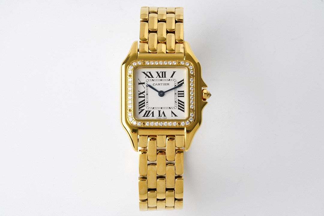 Cartier Watch Blue Gold White Yellow Set With Diamonds Quartz Movement