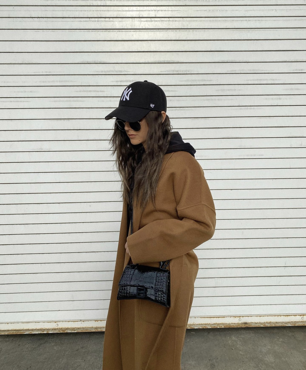 Balenciaga Hourglass XS 19CM BAG 鳄鱼纹沙漏包 592833黑色/黑扣