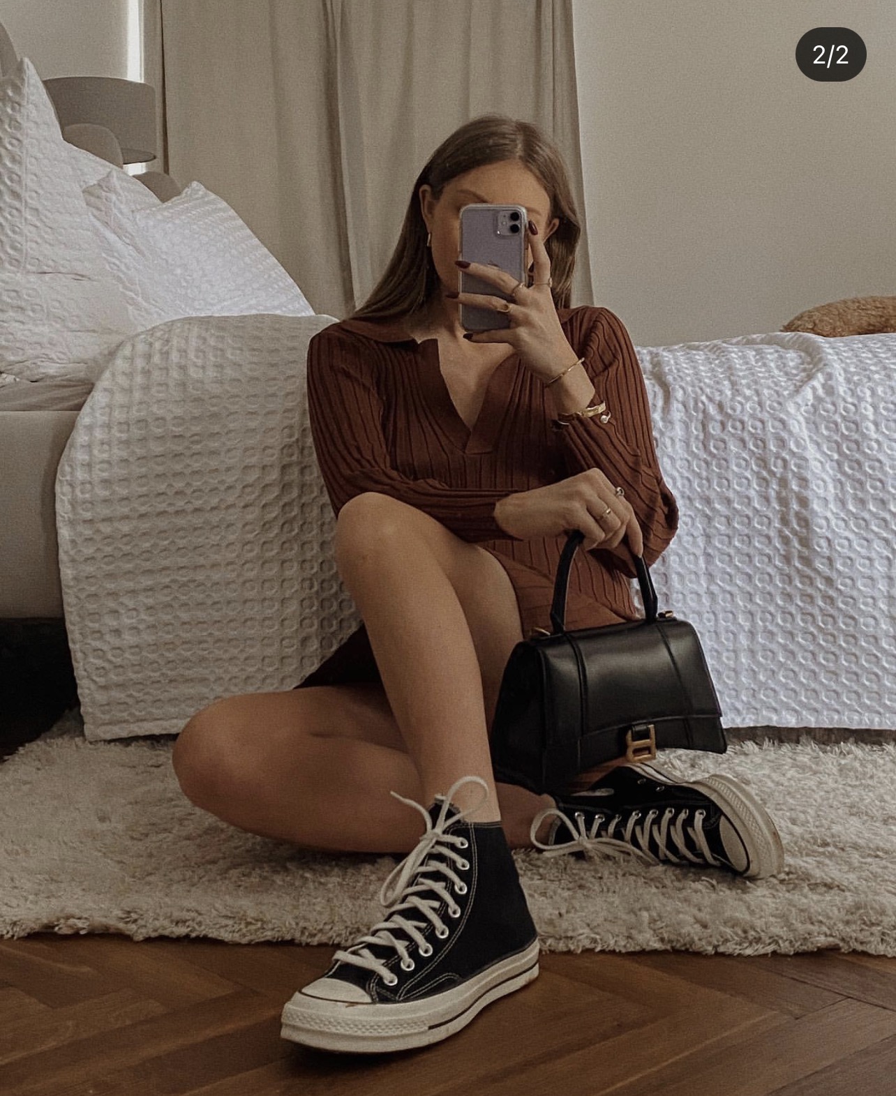 Balenciaga Hourglass S 23CM 平纹纹沙漏包 593546黑色/金扣