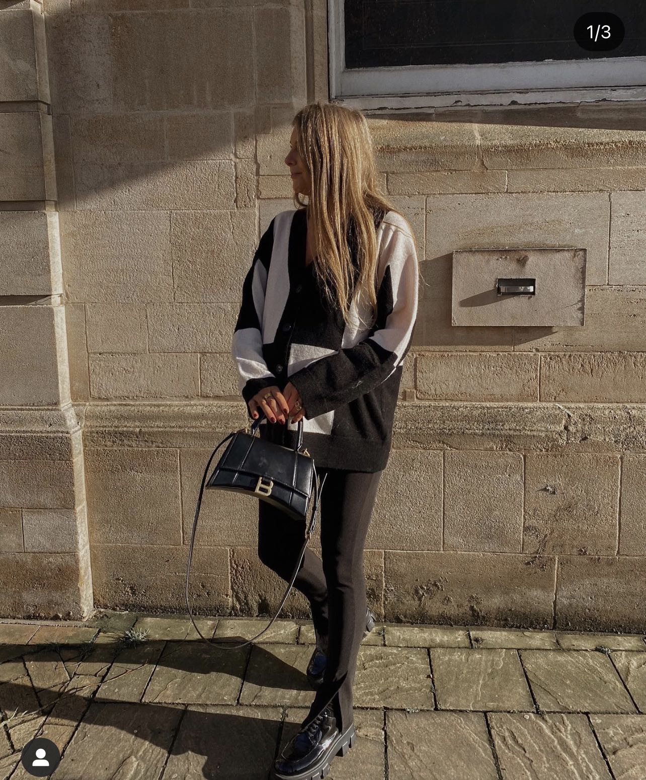 Balenciaga Hourglass S 23CM 平纹纹沙漏包 593546黑色/金扣