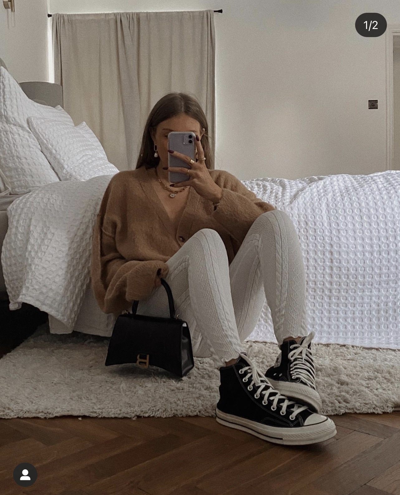 Balenciaga Hourglass S 23CM 平纹纹沙漏包 593546黑色/金扣