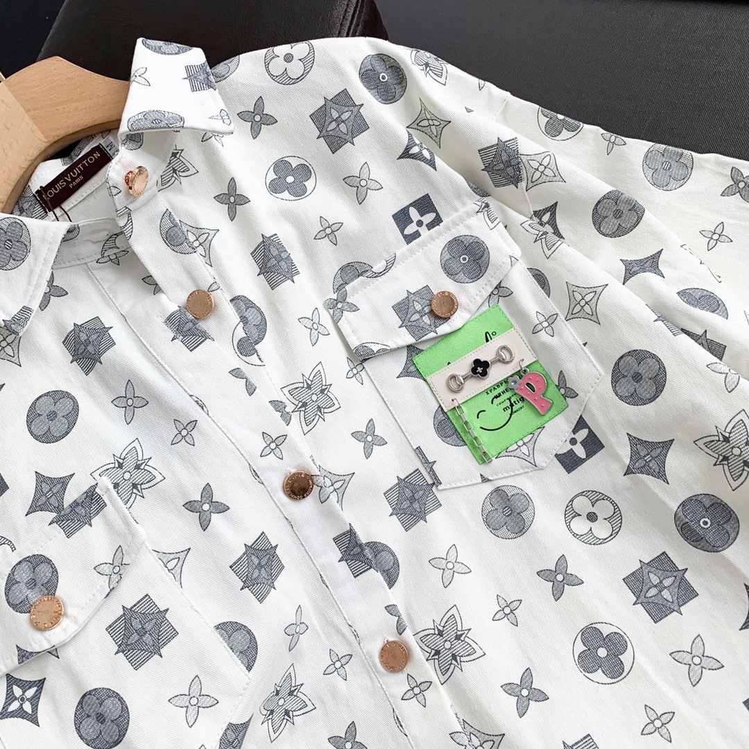 LV花色上衣短裤二件套套装白色粉色M