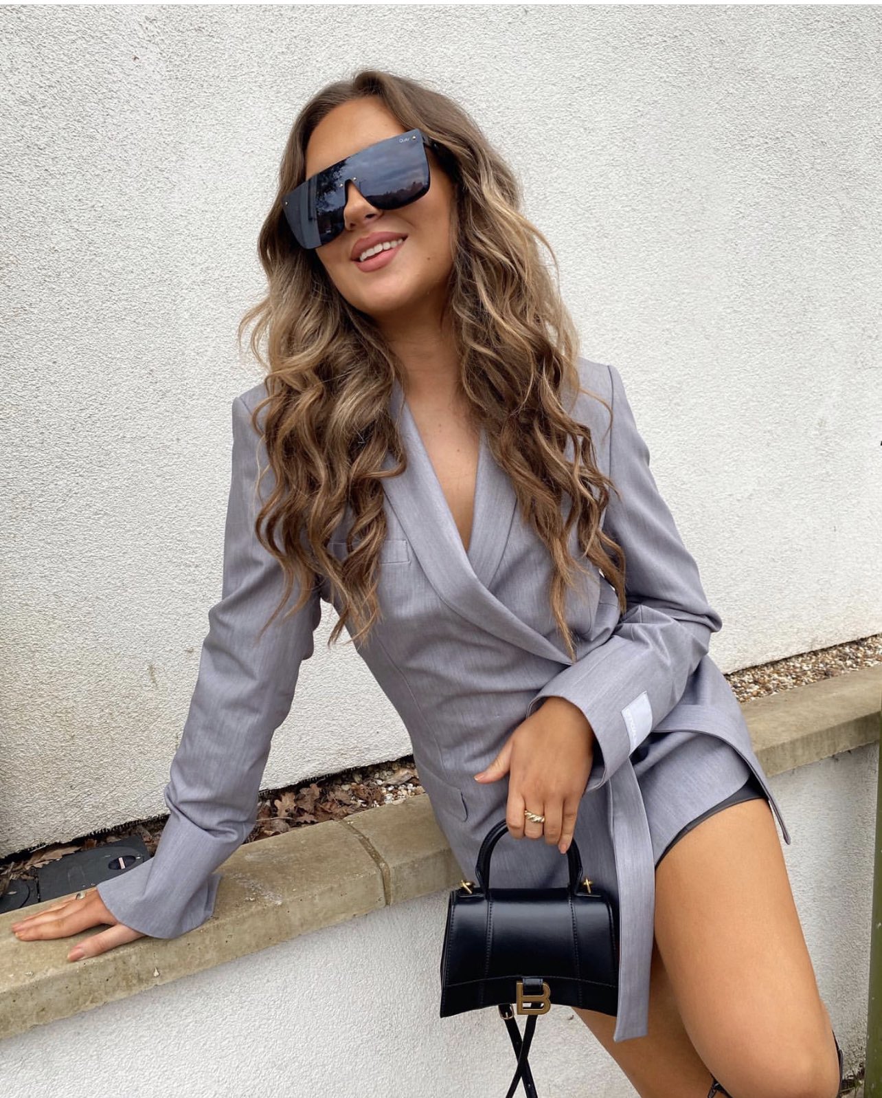 Balenciaga Hourglass XS 19CM BAG 平纹沙漏包 592833黑色/金扣