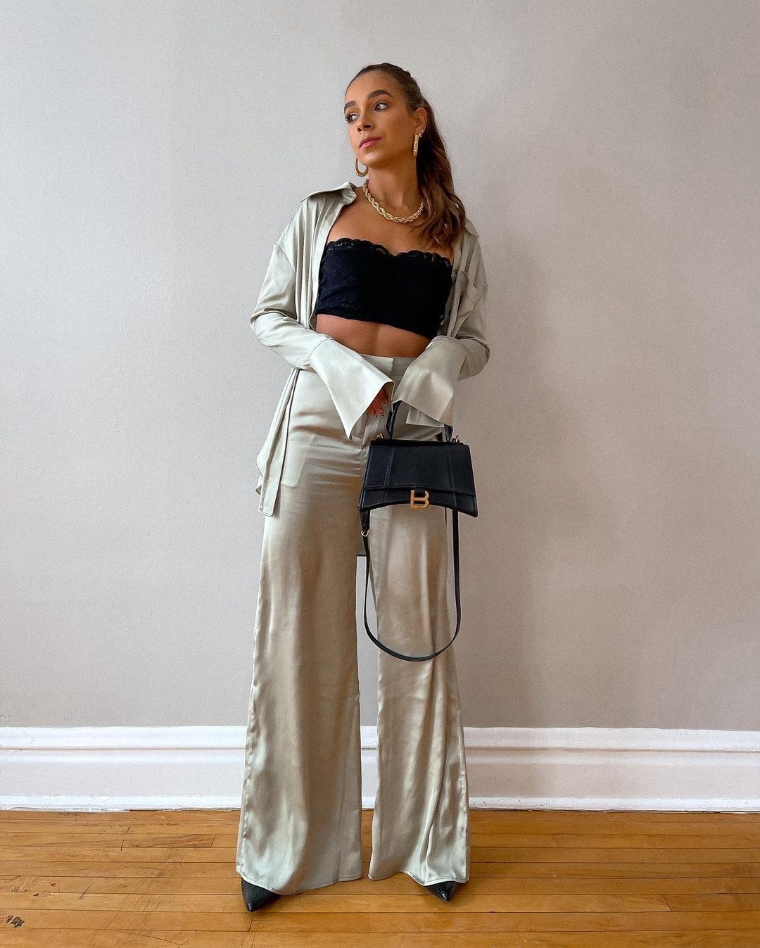 Balenciaga Hourglass S 23CM 平纹纹沙漏包 593546黑色/金扣