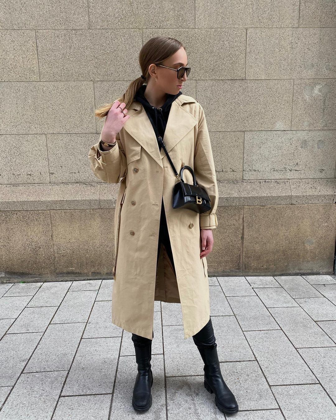 Balenciaga Hourglass XS 19CM BAG 平纹沙漏包 592833黑色/金扣