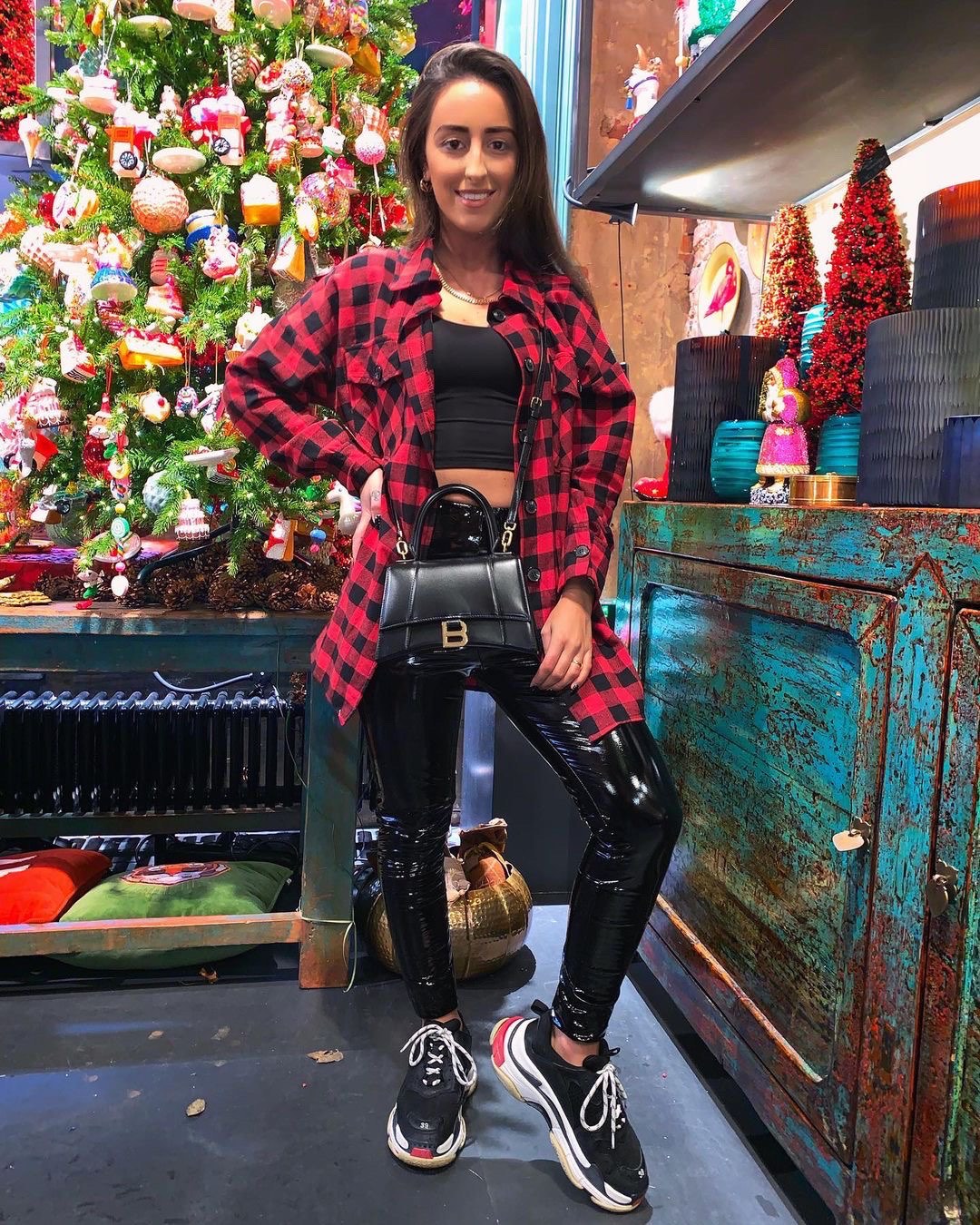 Balenciaga Hourglass S 23CM 平纹纹沙漏包 593546黑色/金扣