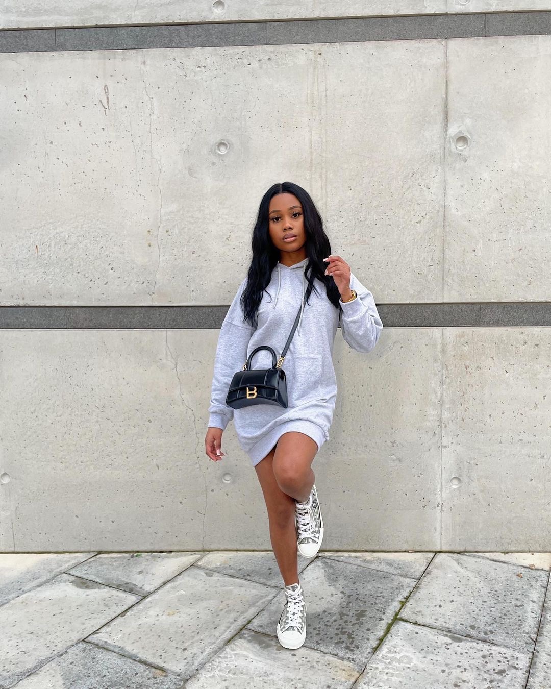 Balenciaga Hourglass XS 19CM BAG 平纹沙漏包 592833黑色/金扣