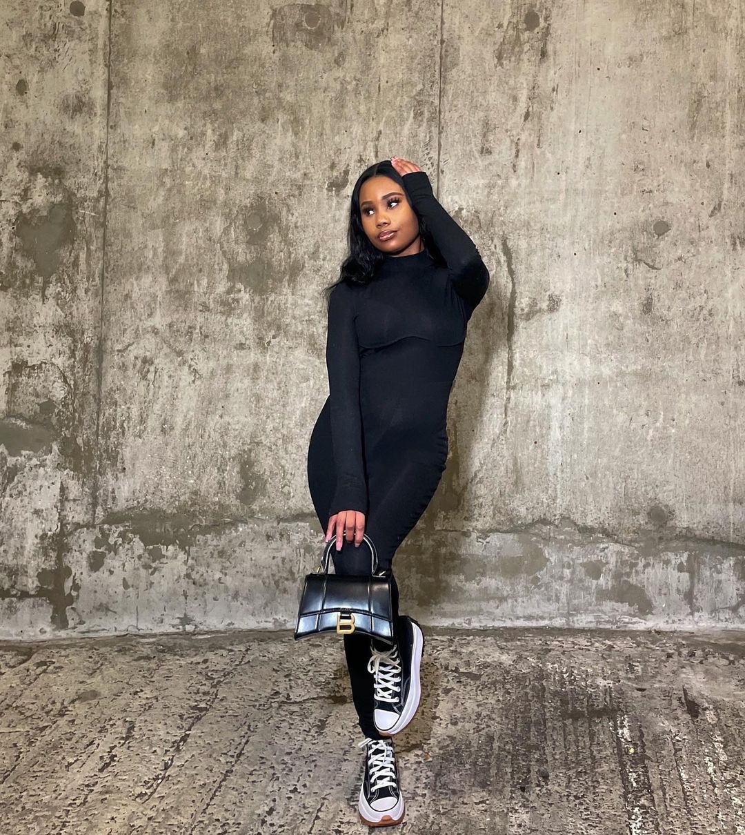 Balenciaga Hourglass XS 19CM BAG 平纹沙漏包 592833黑色/金扣