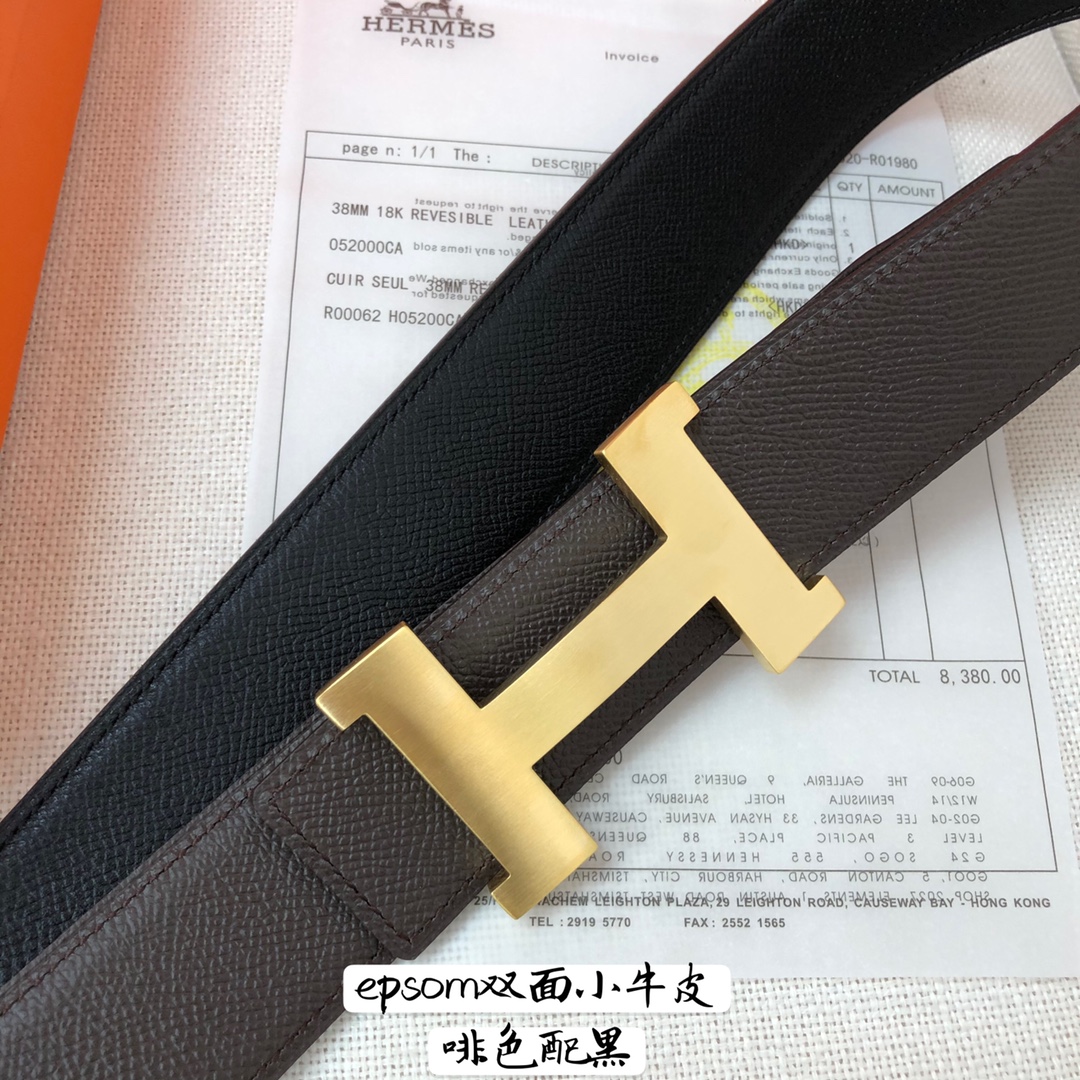 Hermes-38MM爱马仕专柜同步进epsom双面小牛皮精钢精品五金双面可用