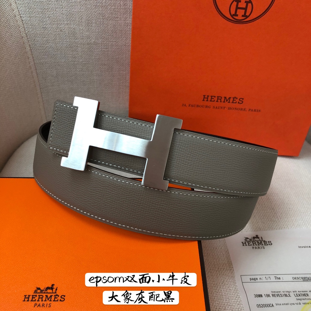 Hermes-38MM爱马仕专柜同步进epsom双面小牛皮精钢精品五金双面可用